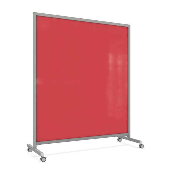 Ghent EZ Mobile Glassboard, Aluminum Frame, Non-Magnetic, 75"H x 62"W, Rose EZ1NA7562RS - main