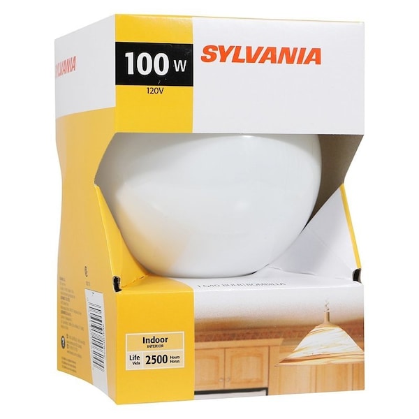 Sylvania Incandescent Lamp, 100 W, G40 Lamp, Medium E26 Lamp Base, 1050 Lumens, 2850 K Color Temp 15793 - main