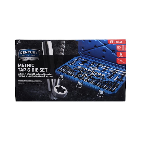 CENTURY DRILL AND TOOL Metric Tap and Die,58 Pc Set (98957) | Zoro