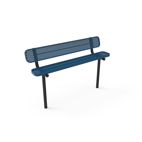 Mytcoat 6ft Outdoor Bench with Back, Inground, Light Blue, Punched Steel, Textured Coating 804210 - main