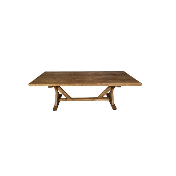Homeroots 96" Brown Reclaimed Wood Trestle Base Dining Table 518603 - main