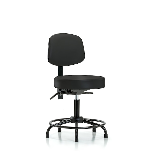Blue Ridge Ergonomics Desk Stool, Vinyl, Bk, RT, Glides, Blk BR-VDHST-RT-T0-RG-8540 - main