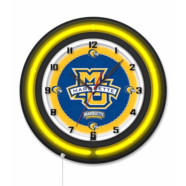 Holland Bar Stool Marquette University 19 Double Neon Wall Clock Clk19BK - main
