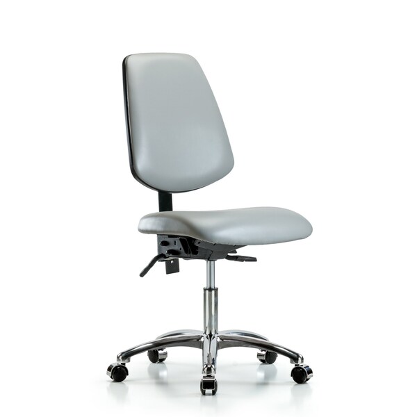 Blue Ridge Ergonomics Desk Chair Desk Chair, Vinyl, Med, Bk, Chrm, Casters, Dov, No Arms, 18" to 23" Height, Vinyl, Dove BR-VDHCH-MB-CR-T0-A0-CC-8567 - main