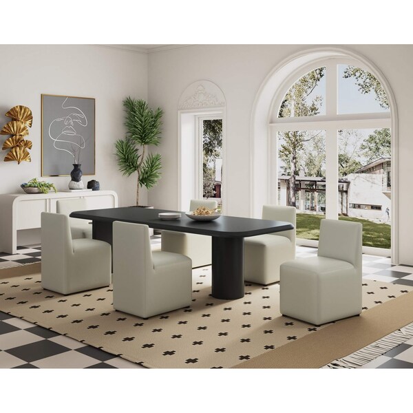 Manhattan Comfort Anna Square Faux Leather Dining Chair in Light Stone Grey - Set of 2 2-DC058-ST - main