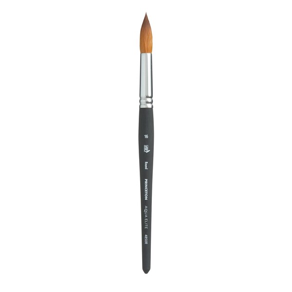 Princeton Aqua Elite Round Brush, Synthetic Bristles, Short Handle Watercolor Paintbrush, Matte Black, Size 16 P4850R16 - main