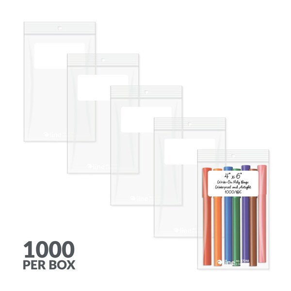 C-Line Products Reclosable Write-On Bags, 4" x 6", 1000 PK 47246 - main