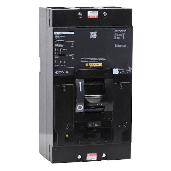 Square D Molded Case Circuit Breaker, LEGACY MCCB Series, 400A, 3 Pole, 600V AC, 42kA at 240VAC LAP36400MB - main
