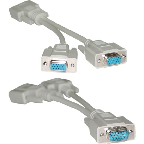 Cable Wholesale VGA Y Cable, Low Resolution, HD15 Male to 2 x HD15 Female, 8 inch 10H1-27708 - main