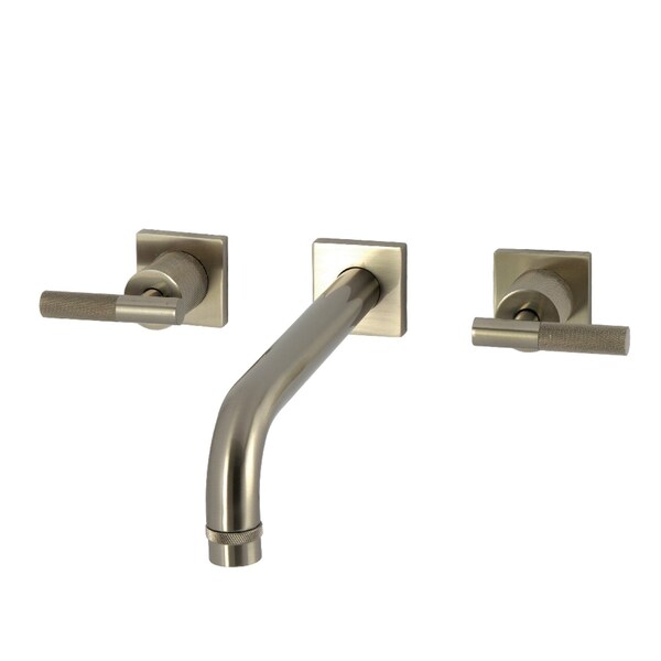 Kingston Brass Two-Handle Wall Mount Tub Faucet with Knurled Handle, Brushed Nickel KS6028KNL - main