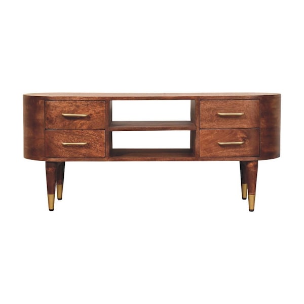 Homeroots 43in Brown Solid Wood Enclosed and Open Storage TV Stand 719189 - main
