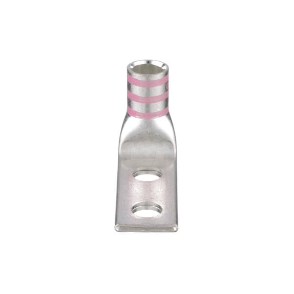 Panduit Two-Hole Compression Lug, 1/0 AWG Max, Standard Barrel, Copper, Pink LCDX1/0-38DF-X - main
