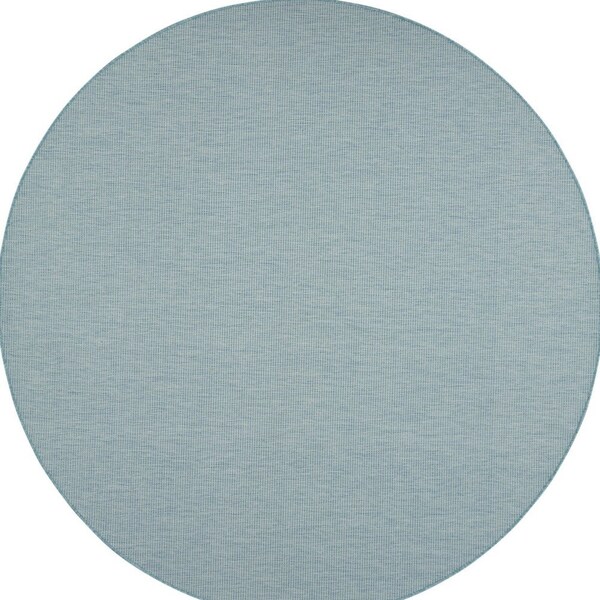 Homeroots 8' Aqua Round Power Loom Area Rug 522437 - main