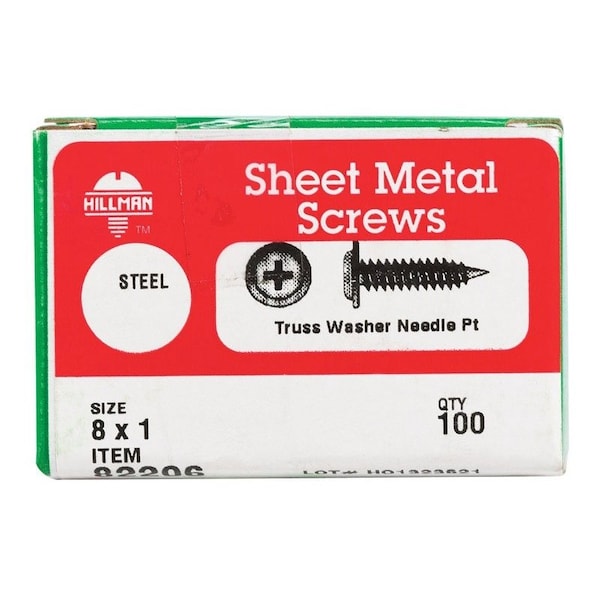 Hillman Sheet Metal Screw, Truss Head Phillips Drive, 100 PK 82206 - main