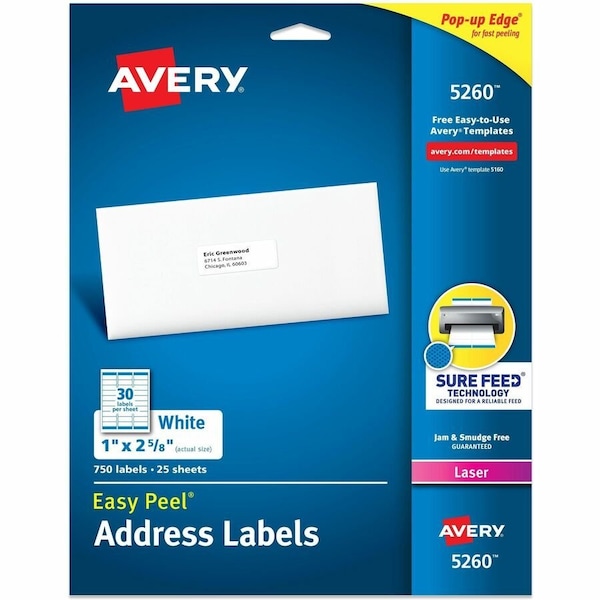 Avery Dennison LABEL, ADD, W/P, 1X2-5/8, 750 5260 - main