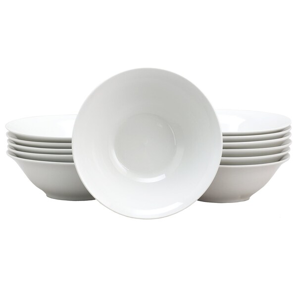 Gibson Home Noble Court 7 Inch Fine Ceramic Bowls in White 12 Piece Set 108047.01 - main