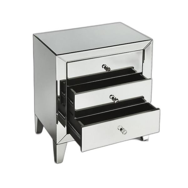 Homeroots 24" Clear Glass Three Drawer Chest 389759 - main