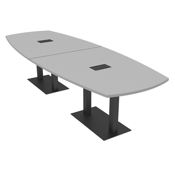 Skutchi Designs Arc Boat Conference Table, 45 in W, 120 in L, Grey HAR-ABOT-48x120-DOU.BK-U779-EBLK - main