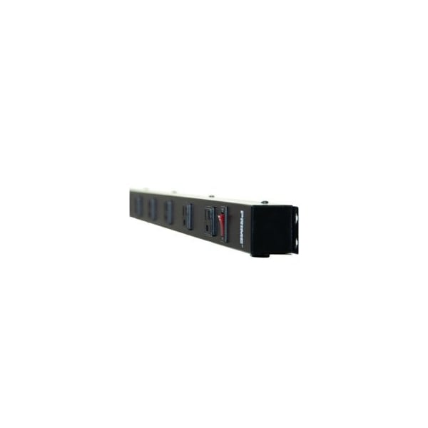 Cable Wholesale 12 Outlet, 4 foot power strip. 15A. with 6ft Power Cord. 14 AWG, black 51W2-32106 - main