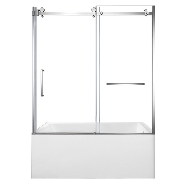 Kingston Brass 60" Acrylic Alcove Right-Hand Drain Tub with Left Sliding Tub Door, White/Polished Chrome KVTAP603222R1 - main