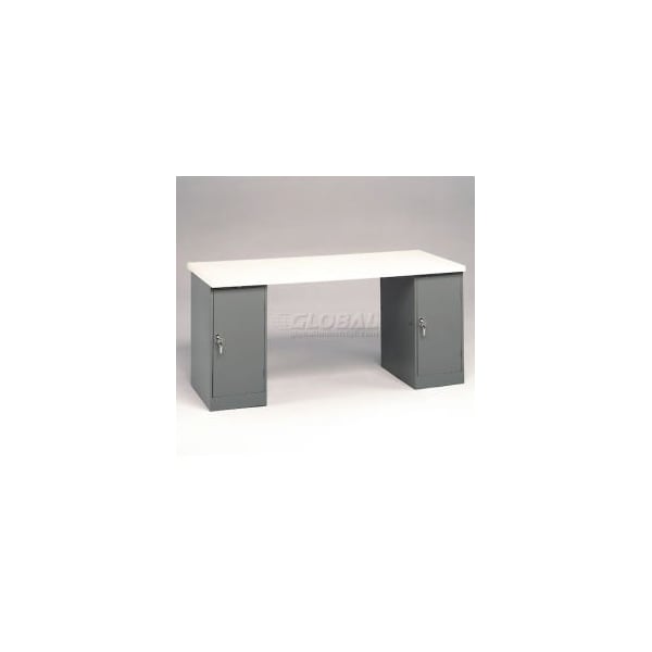 Tennsco Pedestal Workbench With Two Cabinet Pedestals 3072PT-1-1 - main