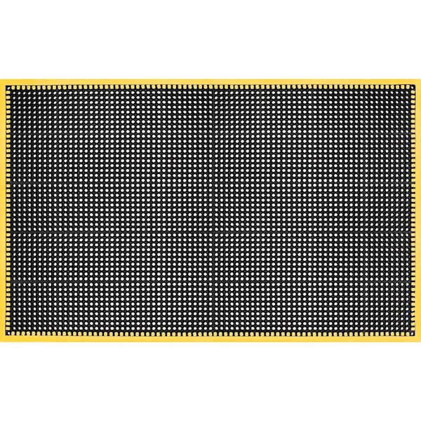 Global Industrial Drainage Mat, 3'W x 5'L, 7/8" Thick, Black/Yellow Border 670825 - main