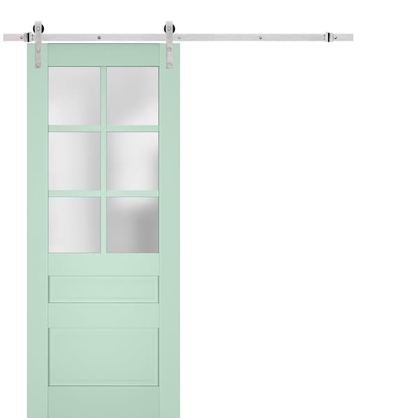 Sartodoors Sturdy Barn Door Solid Core Modern Interior VEREGIO7339BD-S-OLI-18 x 80-Silver Rail - main