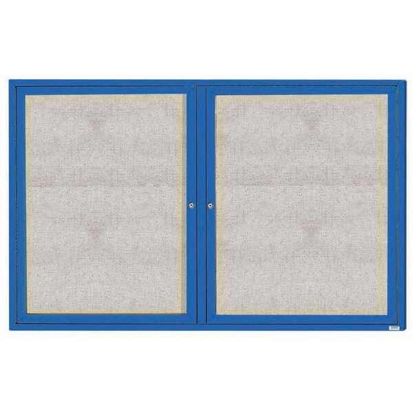 Aarco Outdoor Illuminated Enclosed Bulletin Board w/ Al Frame, Powder Coated Blue, 48''Hx72''W ODCC4872RIB - main