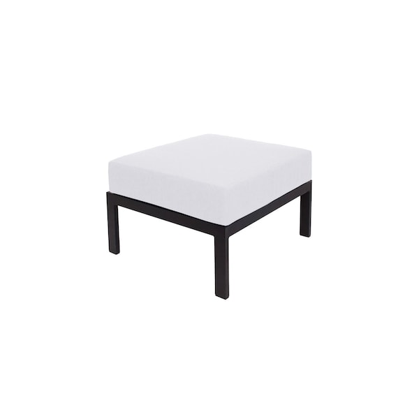 Bfm Seating Belmar Outdoor Ottoman with Sunbrella Cushion, Sand Black Frame PH6106BL-14091 - main