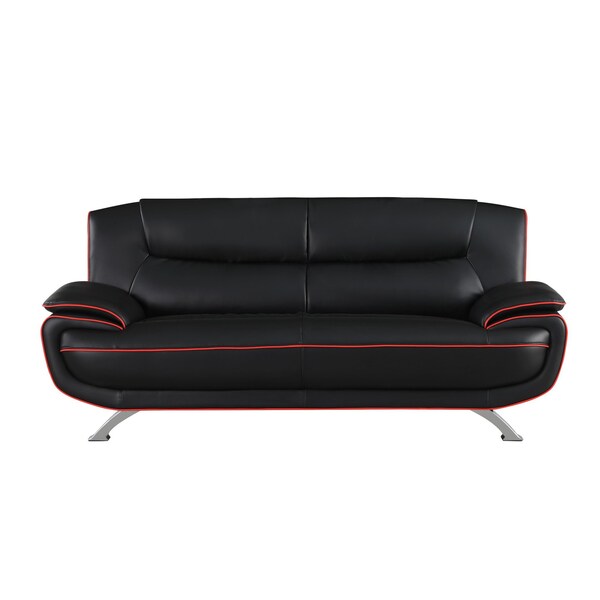 Homeroots 80" Black Leather Sofa With Silver Legs 329455 - main