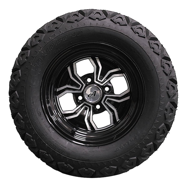 Antego Single 23x10.50-12 ATW-045 with 12x6 Black Fusion Aluminum Wheels for Golf/ATV/UTV A1270238009450423105012 - main