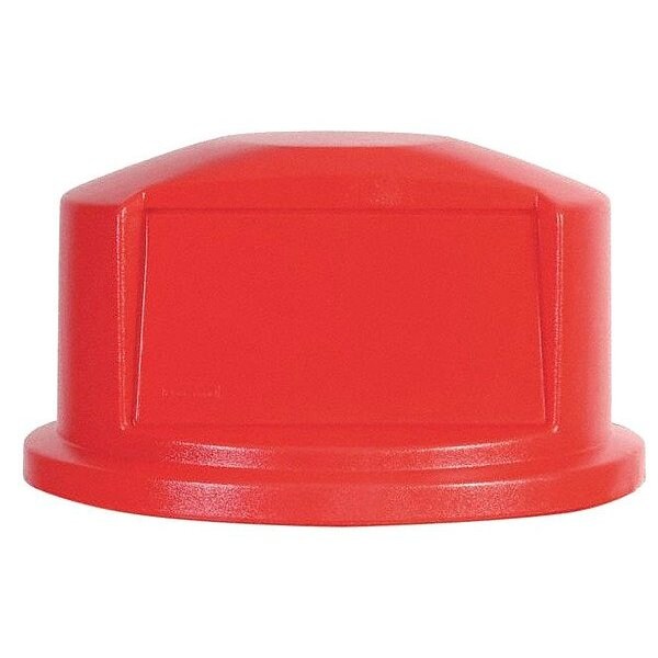 Rubbermaid Commercial BRUTE(R) 32 gal Trash Can Lid, Dome with Push Door Red, Resin, 1 Openings 22 3/4 in W/Dia FG263788RED - main