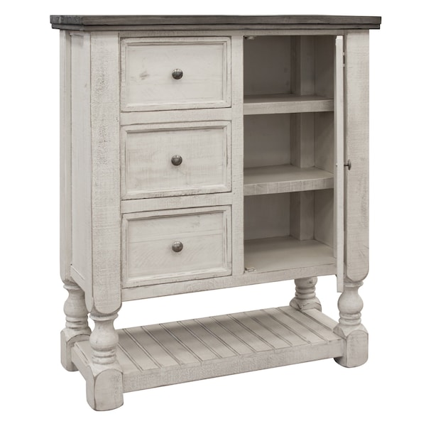 Homeroots 39" Gray and Ivory Solid Wood Three Drawer Chest 524568 - main