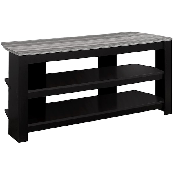 Homeroots 42in Black and Gray Open Shelving TV Stand 332877 - main