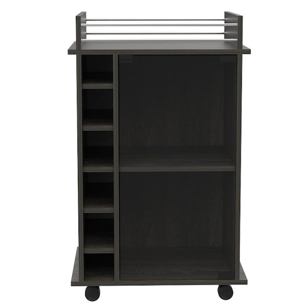 Homeroots 22in Espresso Wood Rolling Bar Cart With Wine Storage 477744 - main