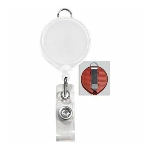 Brady BADGE REEL, WHITE, 30MM BILLBOARD BADGE REEL, NO STICKER, W/CLEAR STRAP 2124-3038 - main