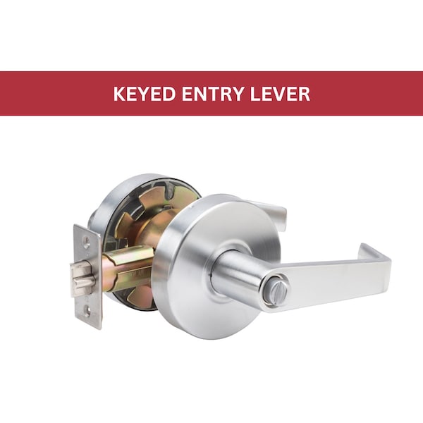 Global Door Controls GAL Series Eiffel Style Heavy-Duty Residential Cylindrical Lever, Grade 2 Entry in Brushed Chrome GAL-1151L-R-626 - main