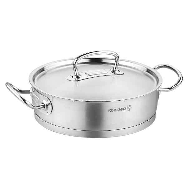Korkmaz Proline Professional Series 3.1 Liter Stainless Steel Saute Pan with Lid in Silver A1172 - main