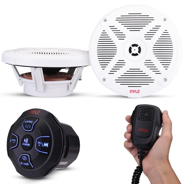 Pyle Marine Bluetooth Receiver Speaker Kit PLMRKT8WMIC - main