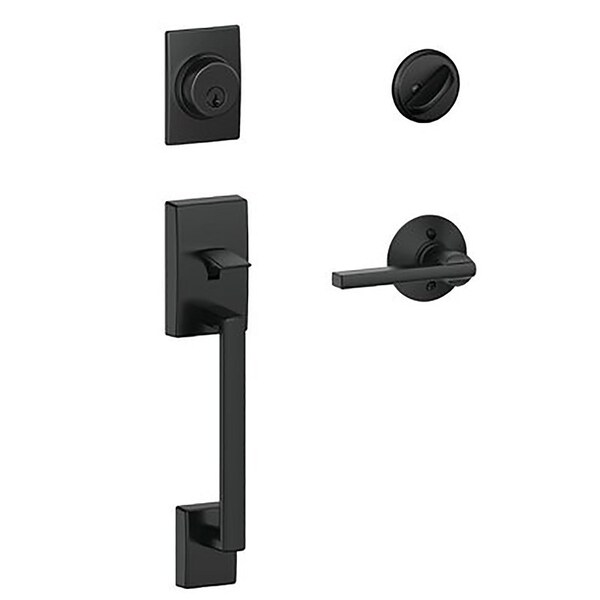 Schlage Lock Schlage F Series Combination Lockset, Mechanical Lock, Lever Handle, Straight Design, Matte Black F60CEN622LAT - main