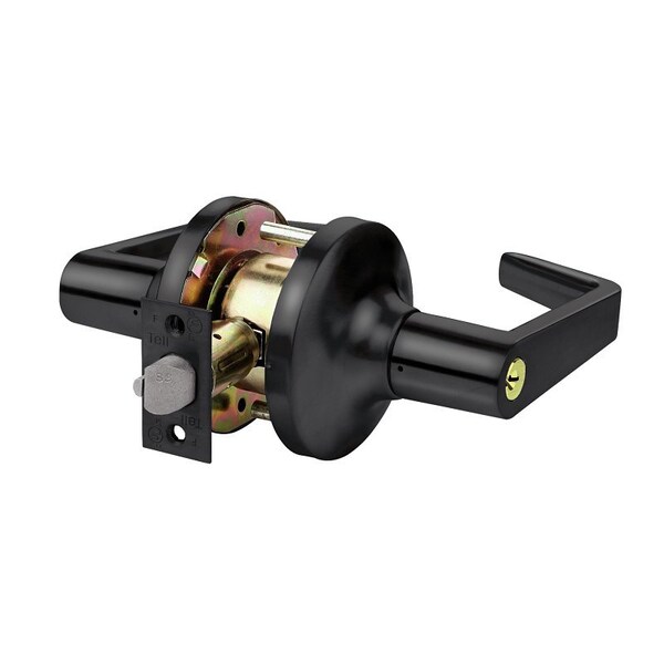 Spectrum Brands Tell Manufacturing LC2400 Series Storeroom Lock, Lever Hndl, Matte Black, Commercial, 2 Grade, C Keyway CL102905 - main