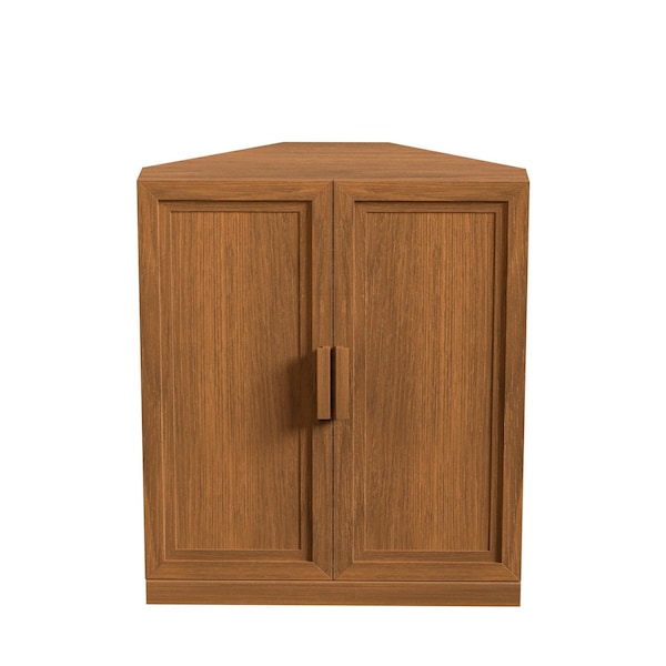 Homeroots Set Of Four Brown Wood Corner Accent Cabinet With Two Doors 712127 - main