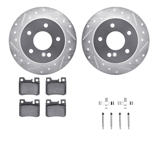 Dynamic Friction Co DFC Rotors-Drilled & Slotted-Silver w/ EURO 5000 Ceramic Brake Pads Incl Hdw 7612-63045 - main
