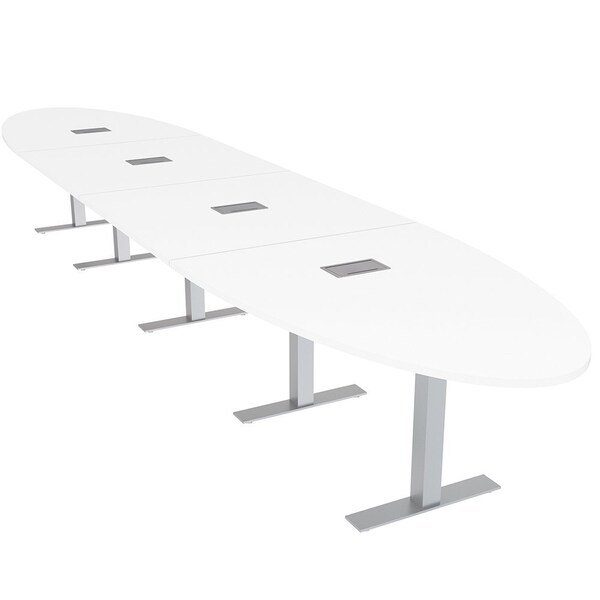 Skutchi Designs 20ft Oval Conference Table With Power | Harmony Series | 18 Person Meeting Room Table HAR-OVL-48X240-T-W960-ESIL - main