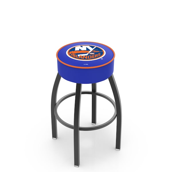 Holland Bar Stool Co 30" New York Islanders Cushion Seat, Blk Wrinkle Base Swivel Bar Stool L8B130NYIsln - main
