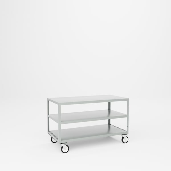 Pucel Mobile Table, Three Shelf, 48 in W x 30 in H x 24 in D, Gray MT-2448-3P - main