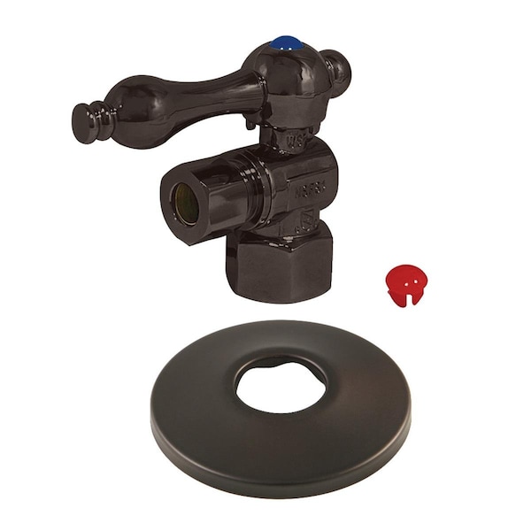 Pinpoint 0.5 in. FIP x 0.38 in. O.D. Compression Quarter-Turn Angle Stop Valve w/Flange, Oil Rubbed Bronze PI2600290 - main