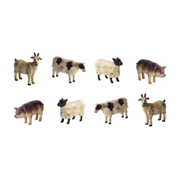 Homeroots Set of Eight 0" Brown And White Polyresin Cow Figurine, 8PK 518113 - main