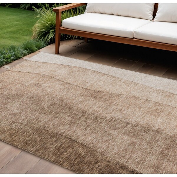 Homeroots 8' X 10' Brown And Beige Ombre Washable Indoor Outdoor Area Rug 581801 - main