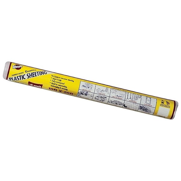 Warp Brothers Polyethylene Sheeting, 25 ft L, 10 ft W, Clear 12-4CH10 - main